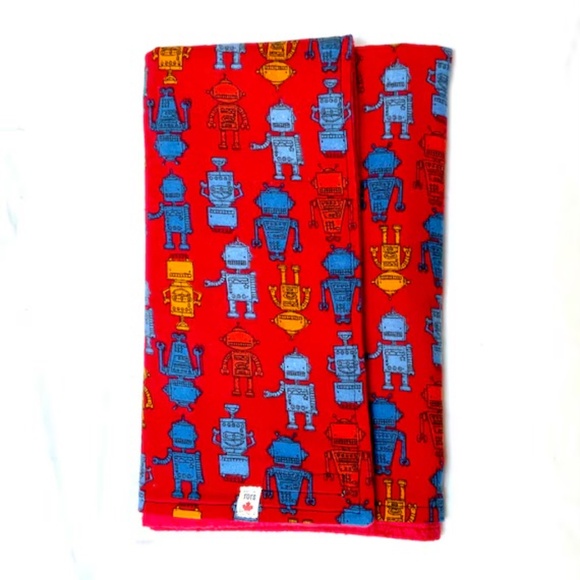 ROBOT PRINT BLANKET, Pure Cotton 2 Layer Flannel - Picture 3 of 4